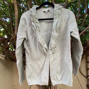 Liz Claiborne Ruffle Grey Cardigan